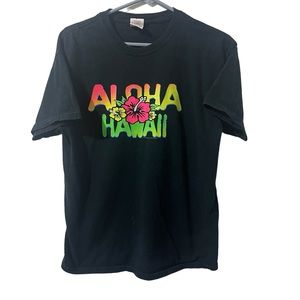 Gildan Shirt Men Medium Black Cotton Aloha Hawaii Summer Beach Outdoors Rose Tee